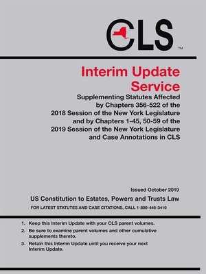 cover image of New York Consolidated Laws Service (CLS) Interim Update Service